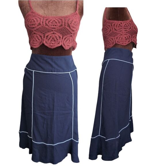 Joe fresh navy skirt size 6 with white detailing - Picture 1 of 6